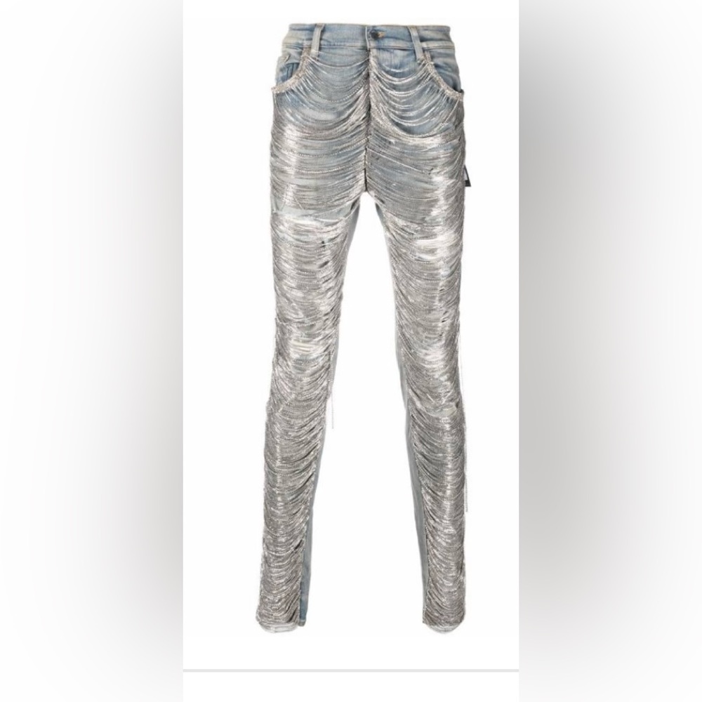 AMIRI all-over chain embellished skinny jeans